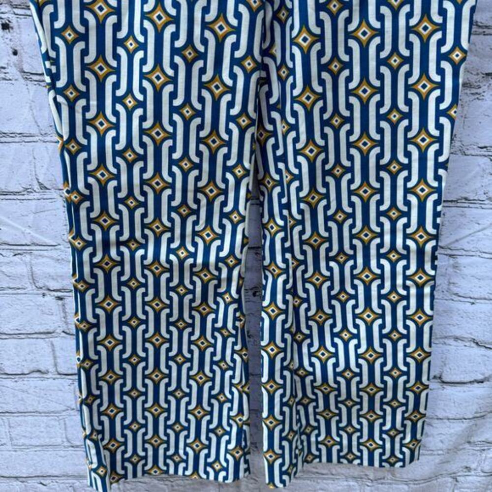 Boden Pants Cropped Flared Sapphire, Azure Geo US Size 6 R Geometric Flare - Picture 7 of 9